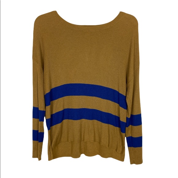 BP Varsity Sweater Golden Brown and Blue Striped Size XS - Picture 1 of 6